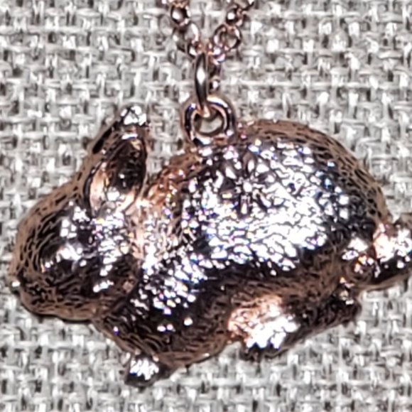 Bunny Rabbit Necklace - Copper Alloy Plated in Rose Gold - 17" chain - Picture 3 of 9